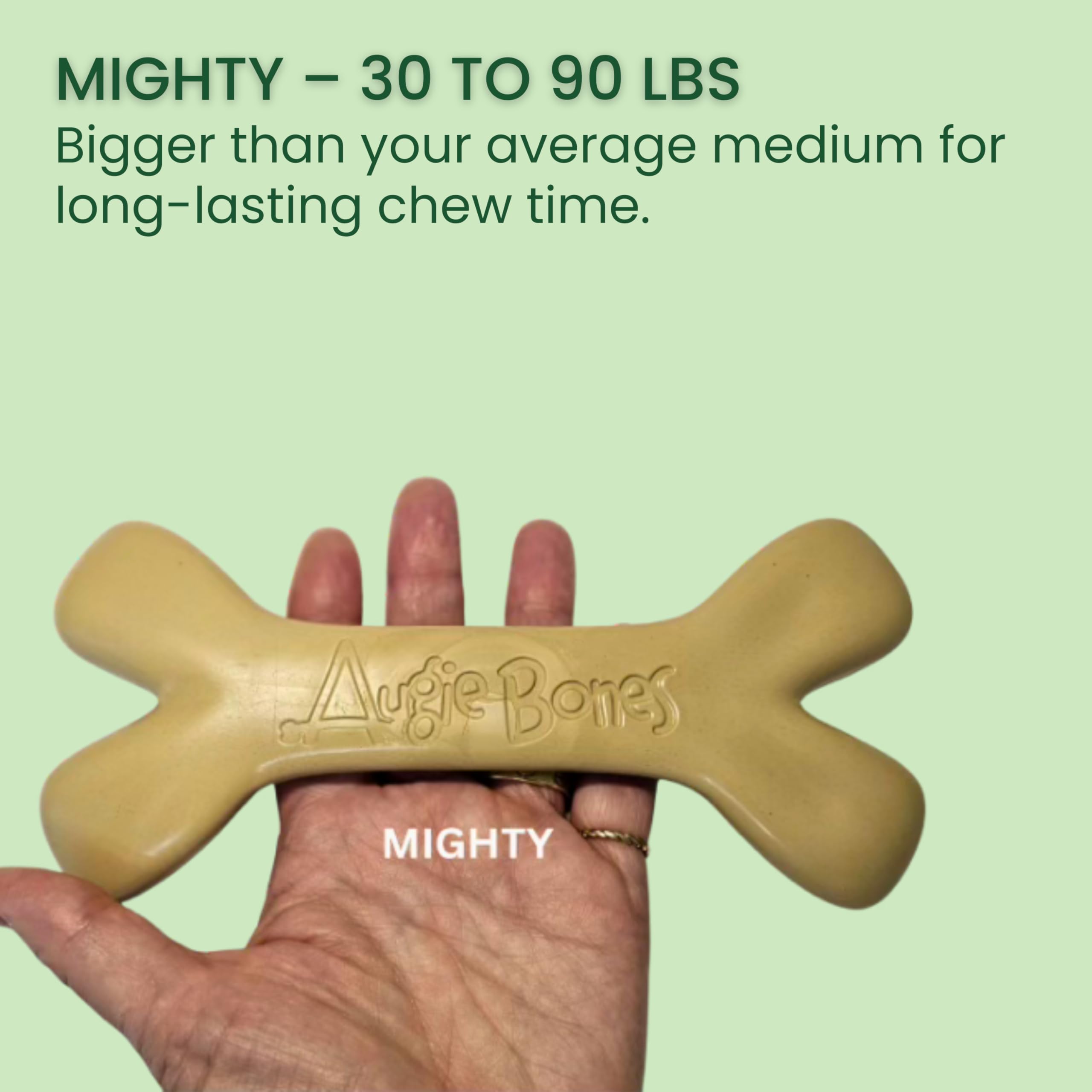Augie Bones 2-Pack Non-Toxic Dog Toys - Sustainable Bacon Flavored Dog Chew Toys for Aggressive Chewers - Plant-Based Bioplastic Pet Toys - Made in The USA (Mighty)