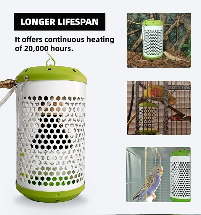 SYSAI Smart Bird Cage Warmer with Auto Temperature Control and Anti-bite Power Cord Protector, Safe for Touching and Reliable Heating 24x7 (Small_50W)