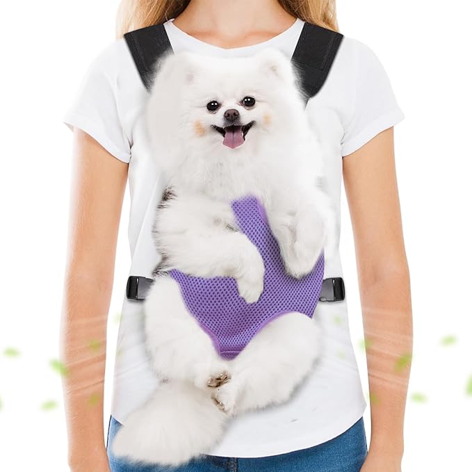 Pet Carrier Backpack, Hands-Free Adjustable Dog Front Carrier Legs Out & Easy-Fit Dog Backpack Carrier for Hiking Camping Traveling Cycling for Small Dogs and Rabbits (Medium
