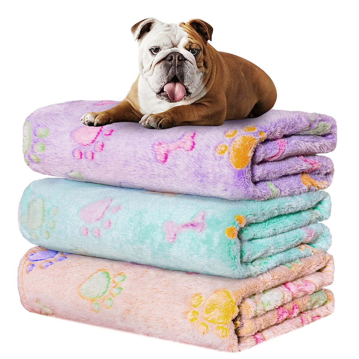 Rezutan 3 Pack Premium Soft Dog Blanket for Medium Dogs Puppy & Cat