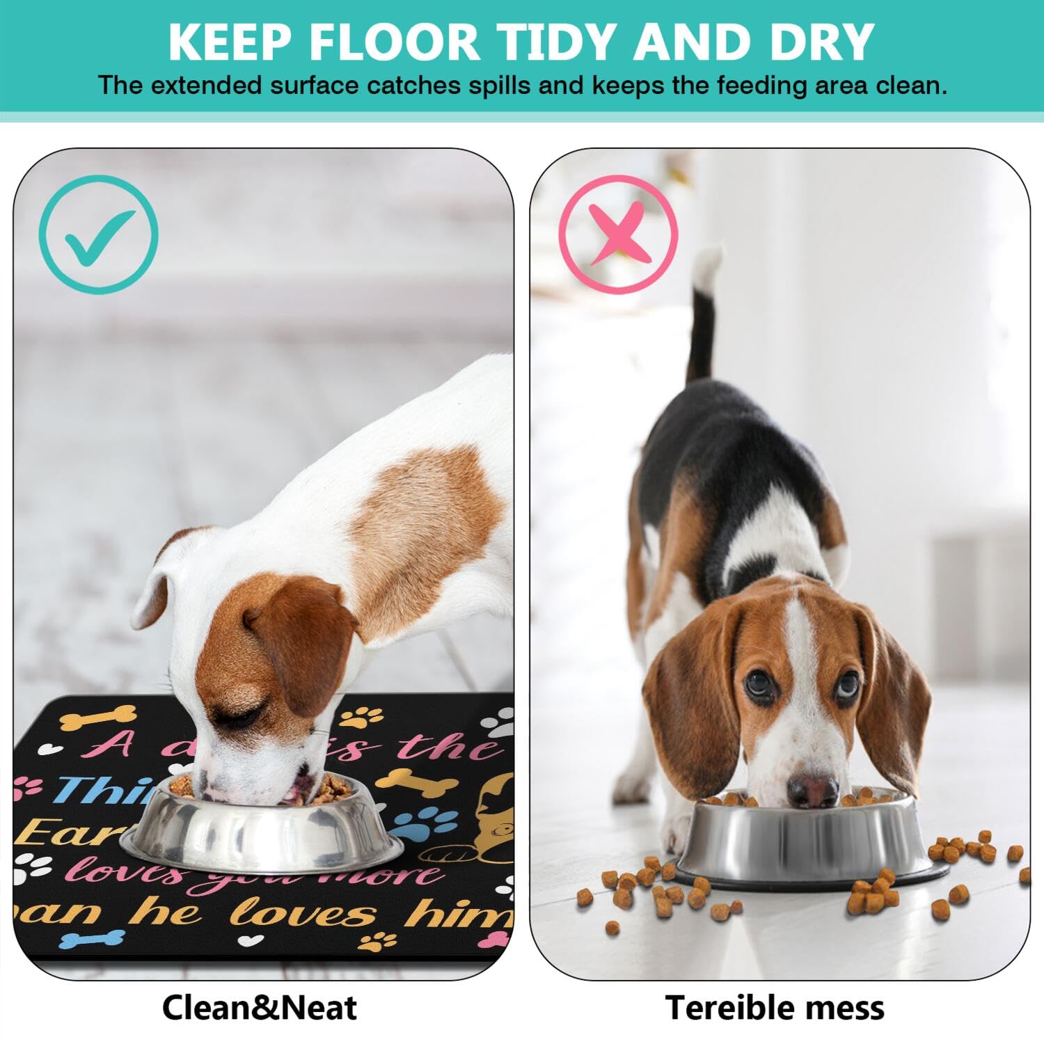 Pet Feeding Mat for Floors Waterproof Dog Mat for Food and Water Absorbent Quick Dry Non Slip mat for Cat Bowls