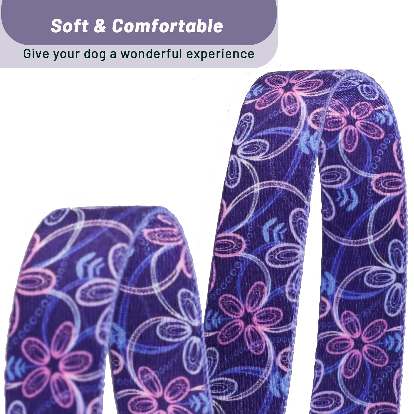 QQPETS Adjustable Soft Dog Collar: Print Flower Pink Multicolor Cute Patterns for XS Small Medium Large Pet Girl Boy Puppy Walking Running Training