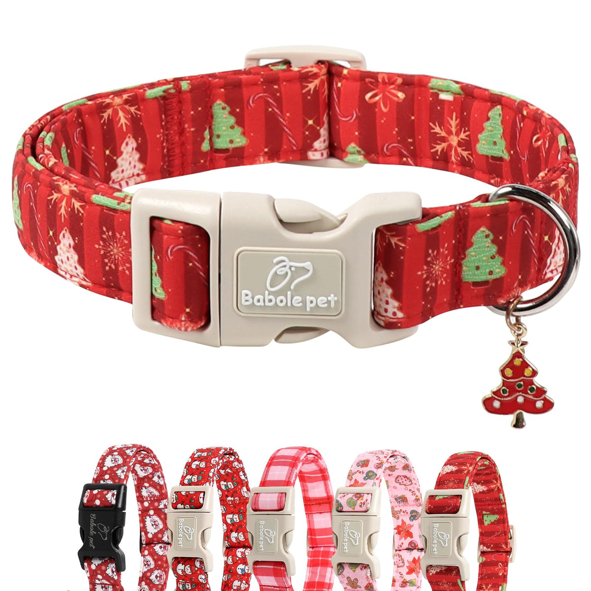 Babole Pet St Patricks Day Dog Collar for Medium Dogs - Lucky Flower Shamrock Green Dog Collars, Cute Irish Clover Puppy Collar with Quick Release Buckle for Girls&Boys Dogs M