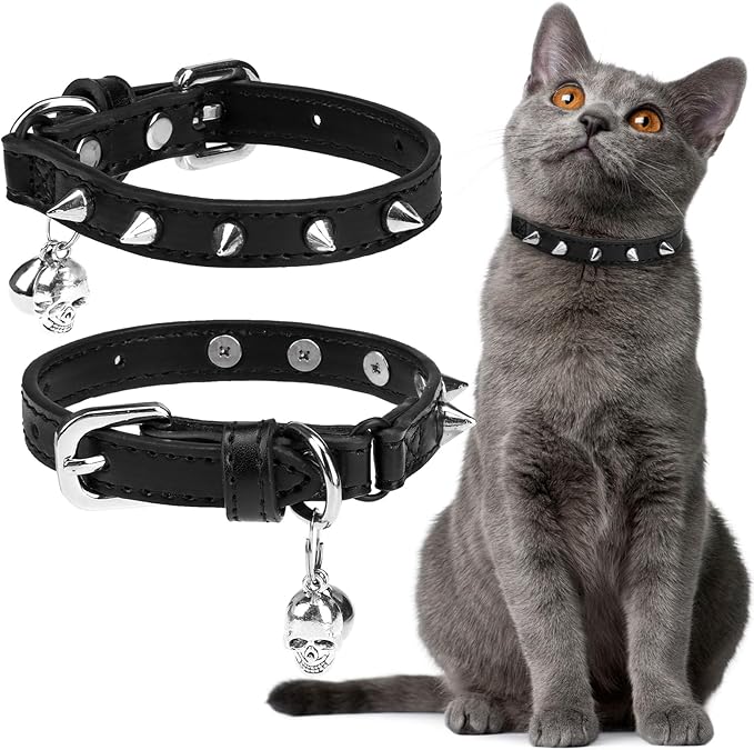 EXPAWLORER Leather Cat Collar for Girl Boy Cats