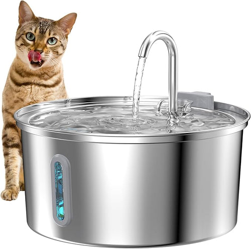 108oz/3.2L Cat Water Fountain Stainless Steel with 6 Filters 3 Sponges