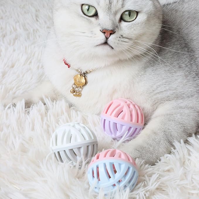 MeowAroma Cat Toy Balls with Bell Inside, Rubber, 2 inches, 3 Pcs