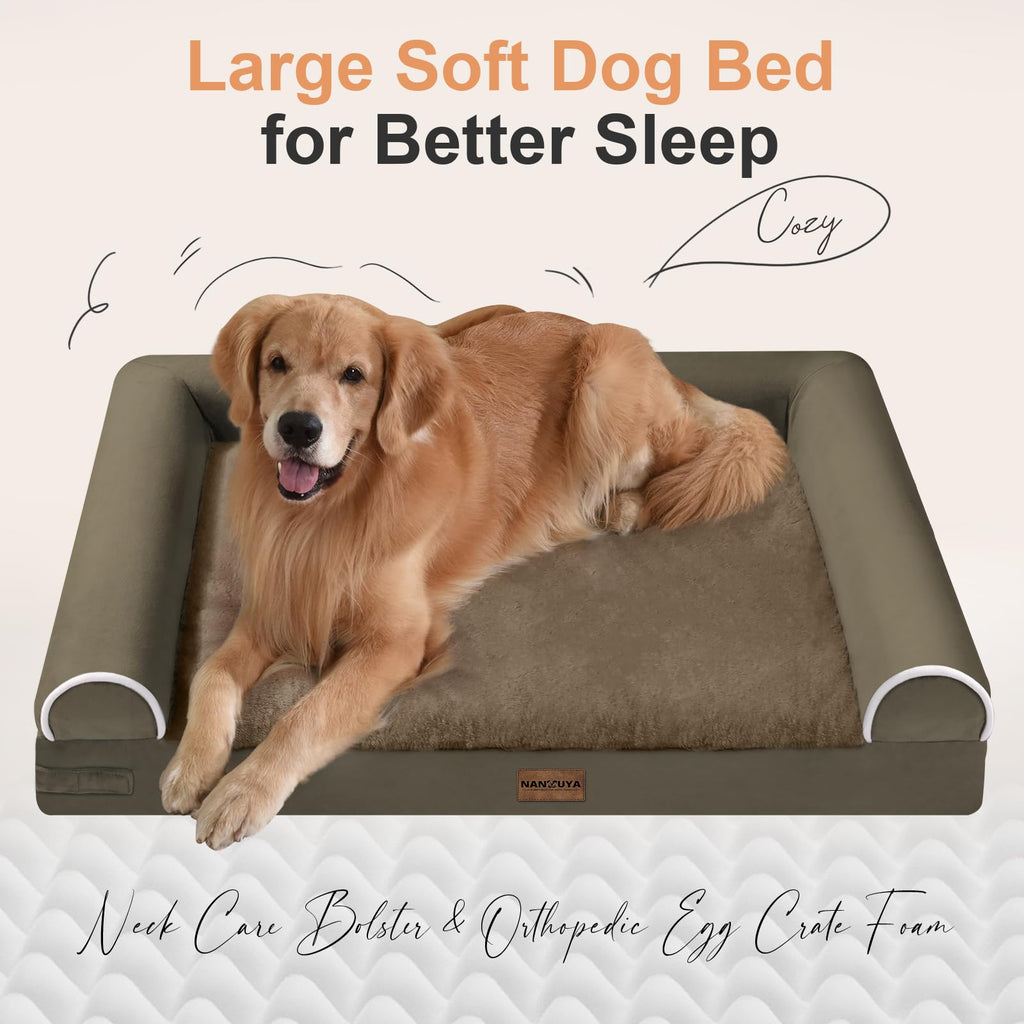 NANUYA Orthopedic Dog Bed for Jumbo Dogs, 53 x 42 Inch, Brown