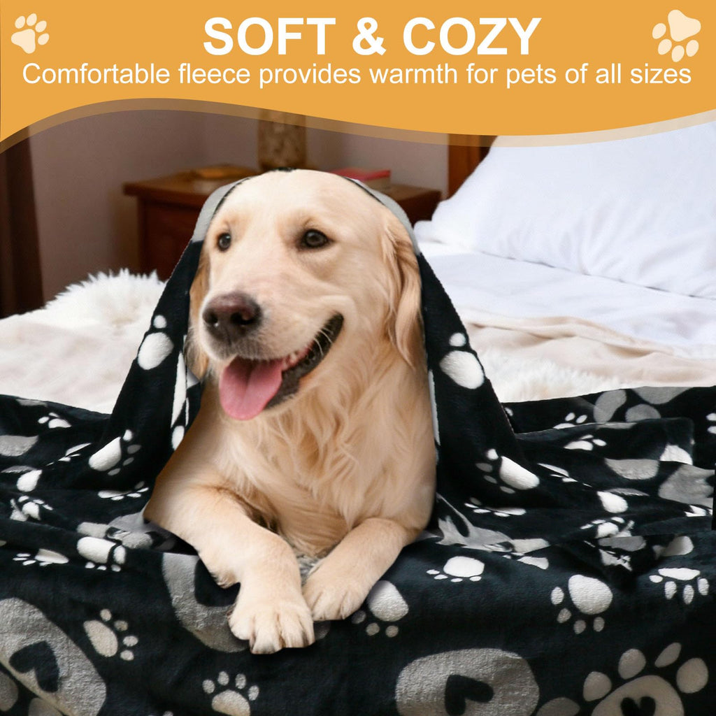 Gowyeg Dog Blanket for Small Medium Dogs 41"x31", Soft Reversible Cute Paw