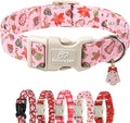 Babole Pet Christmas Dog Collar - Cute Pink Cozy Christmas Puppy Collar with Safety Buckle, Soft Adjustable Holiday Dog Collars for Small Medium Large Dogs M