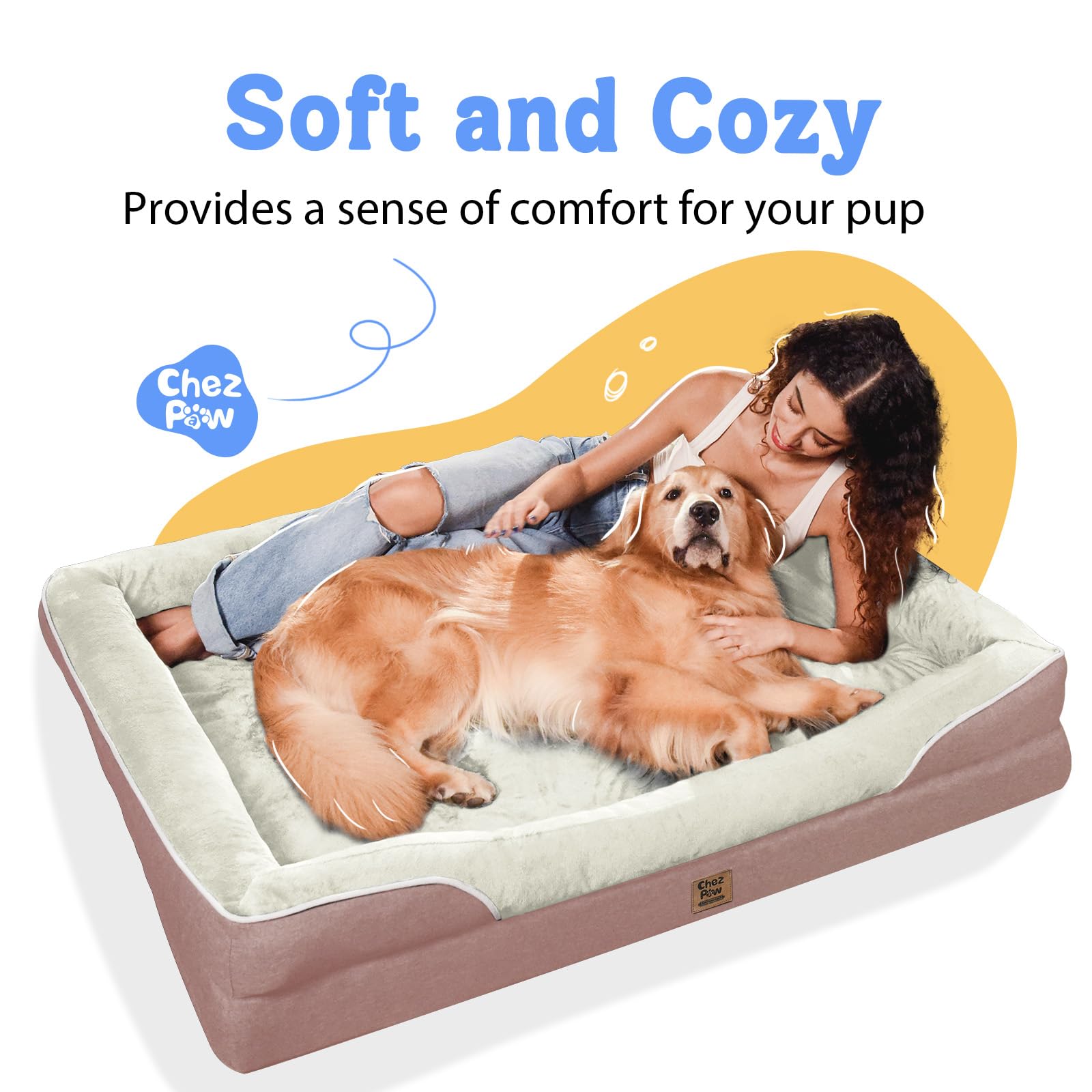 Chez Paw Waterproof Orthopedic XL Dog Bed for Large and Extra Large Dogs
