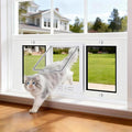 Quick-Fit Cat Door for Window of 31''-36'' Adjustable Width with Magnetic Auto Closure, Aluminum Frame Pet Door for Window Insert, Suitable for Most Medium Cats & Small Dogs (L: 31''-36'')