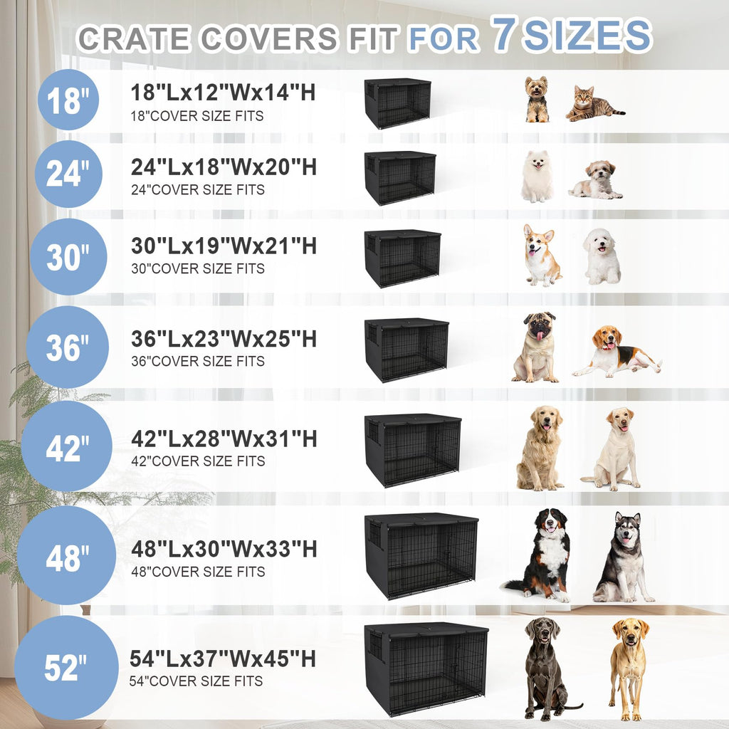 Explore Land Dog Crate Cover Heavy Duty Polyester Pet Kennel Sunshade Universal Fit for 54 inches Wire Cage (Black)