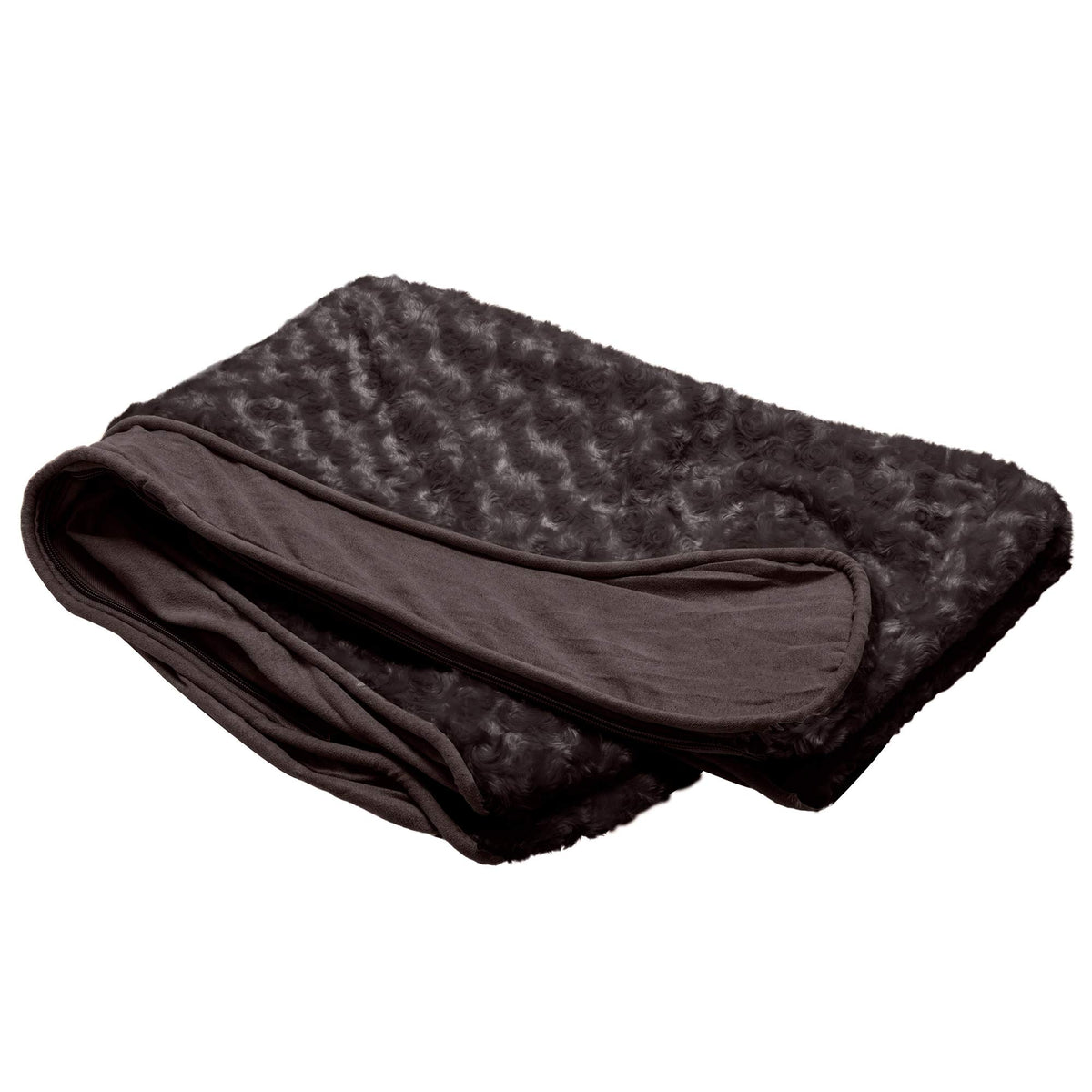 Furhaven Replacement Dog Bed Cover Ultra Plush Faux Fur & Suede Contour Luxe Lounger, Machine Washable - Gray, Large
