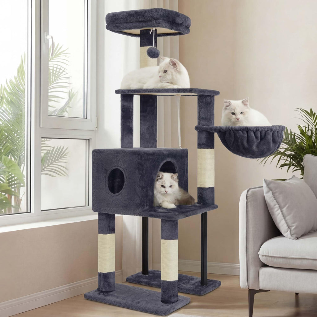 Heybly Cat Tree with Toy, 49.2 inch Cat Tower for Indoor Cats HCT200SG