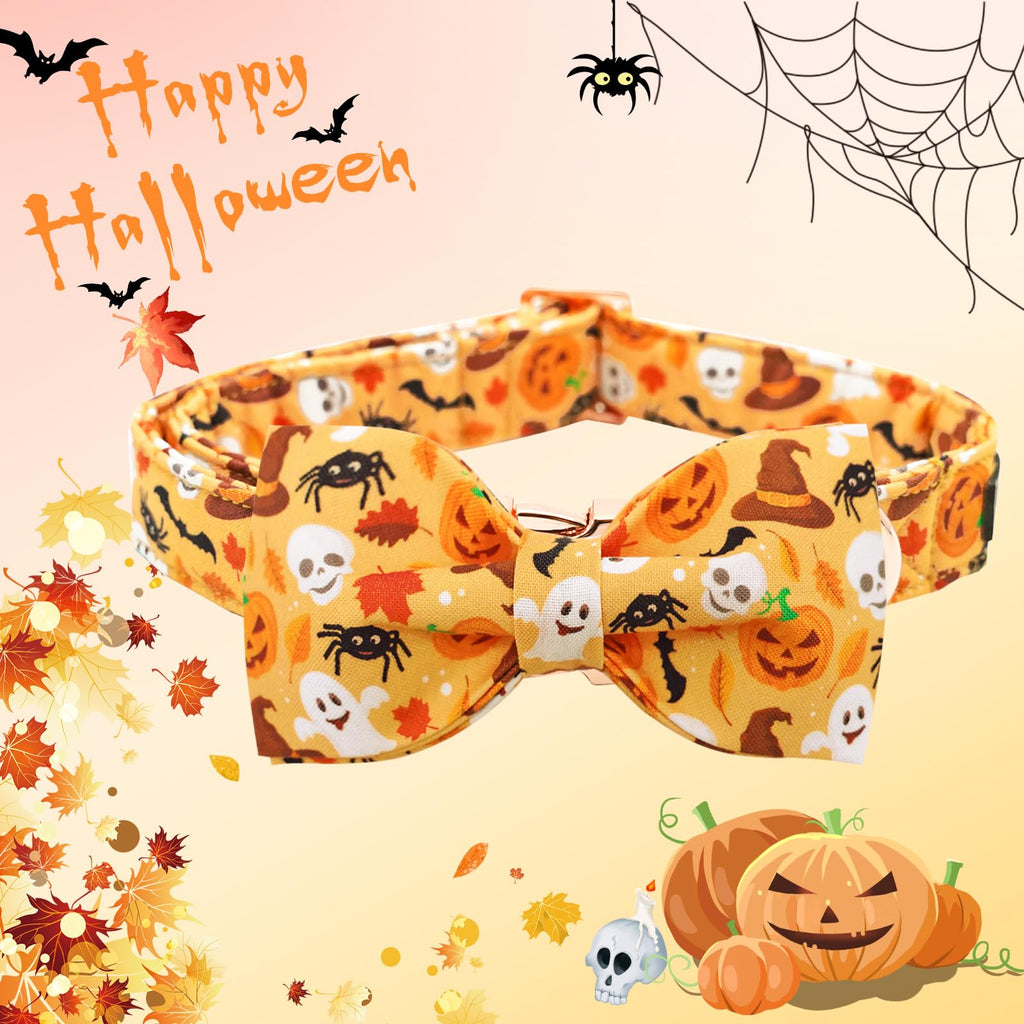 Bobo Rainbow Halloween Dog Collar, Pet Collar Bow Fall Pet Collar Girl Boy Holiday Pet Collars Gift Bow Cute Soft Puppy Collars for Large Dogs
