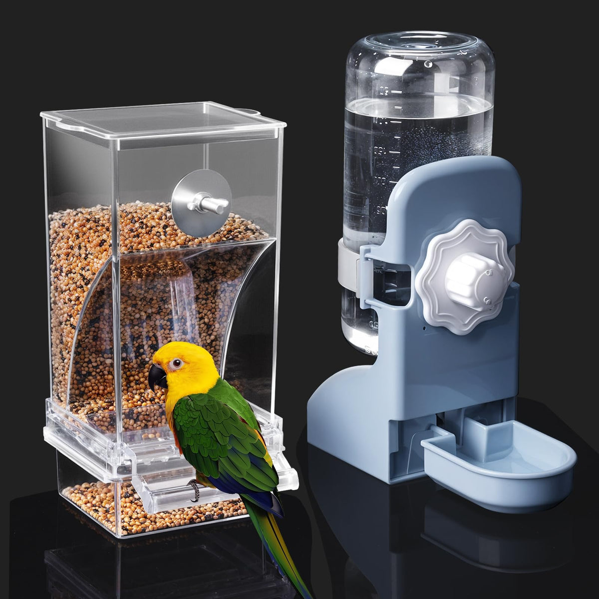 Lemtrflo No Mess Bird Feeder Water Dispenser Set, Automatic Bird Feeder