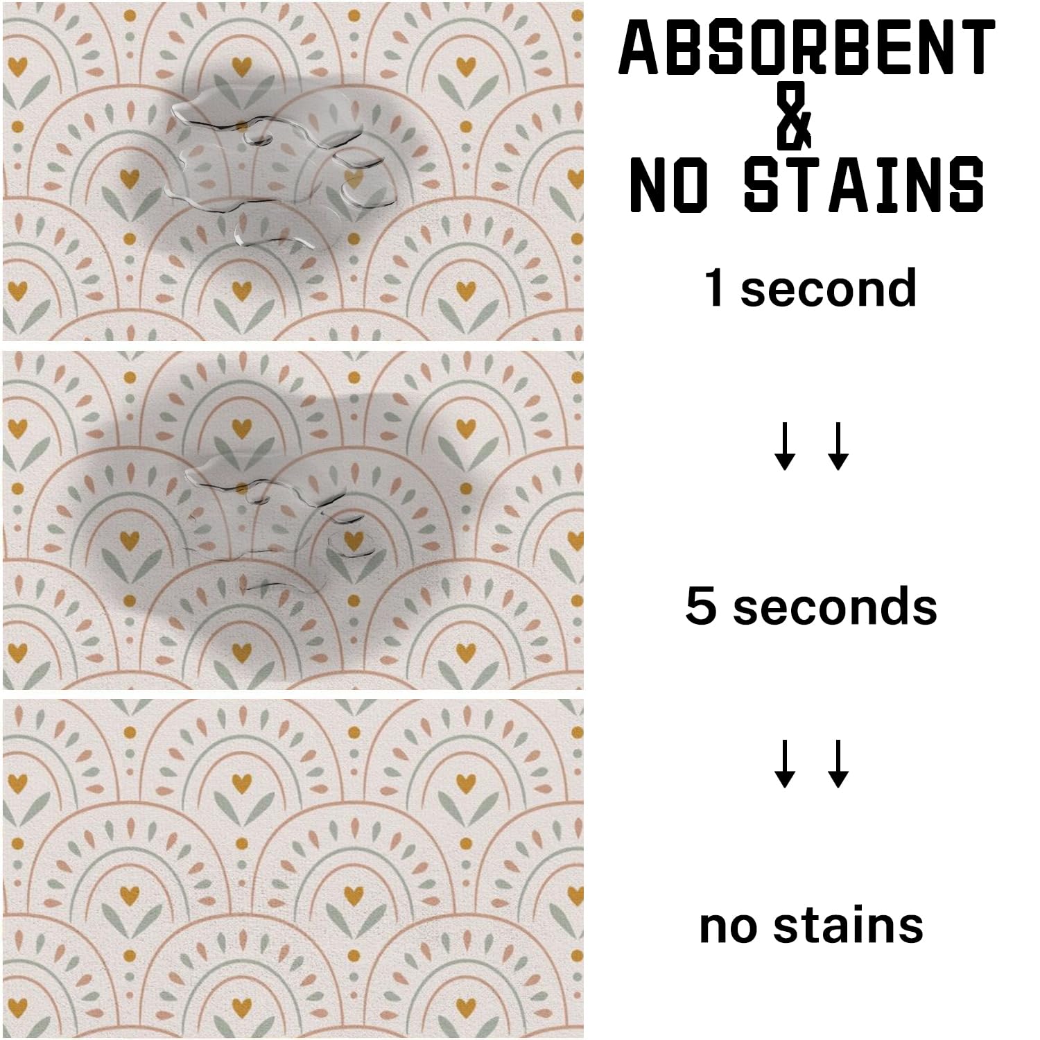 Absorbent Pet Dog Bowl Mat for Food and Water, Pet Cat Food Feeding Mat with Non Slip Rubber Backing, Dog Food Mats for Floors Waterproof, 16"x24"