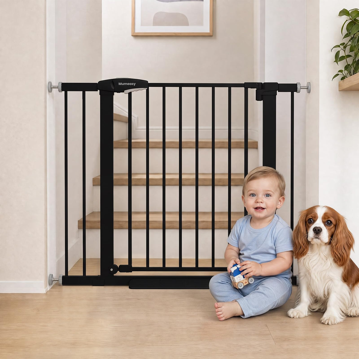 Baby Gate for Stairs, 29.7-40.6" Adjustable Dog Gate Indoor, No Drilling