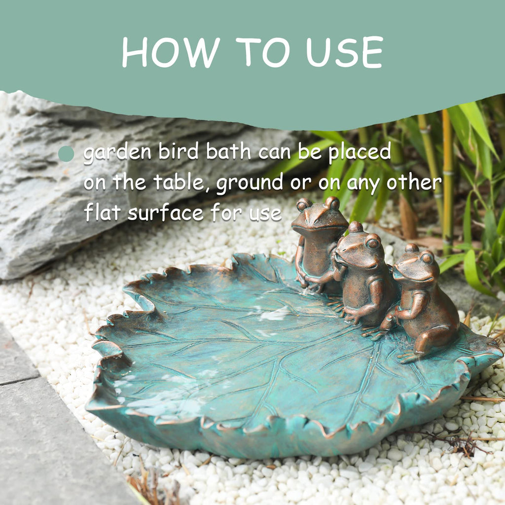 MUMTOP Bird Bath for Outdoors, Resin Garden Frogs Birdbath Bowl Yard Decor