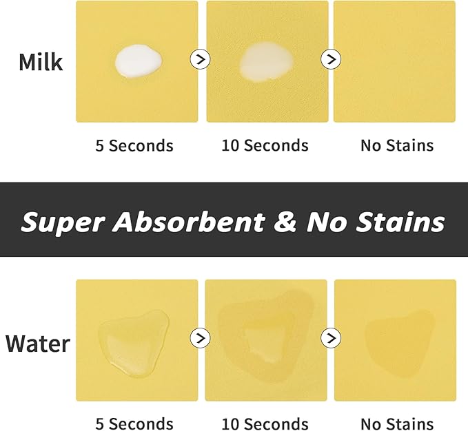 Dog Food Mat - Absorbent Cat Mat for Food and Water, No Stains Pet Feeding Bowl Mat, Easy to Clean Pet Placemats, Quick Dry Dog Water Dispenser Mat for Messy Drinkers | Paw Yellow 18"x34"