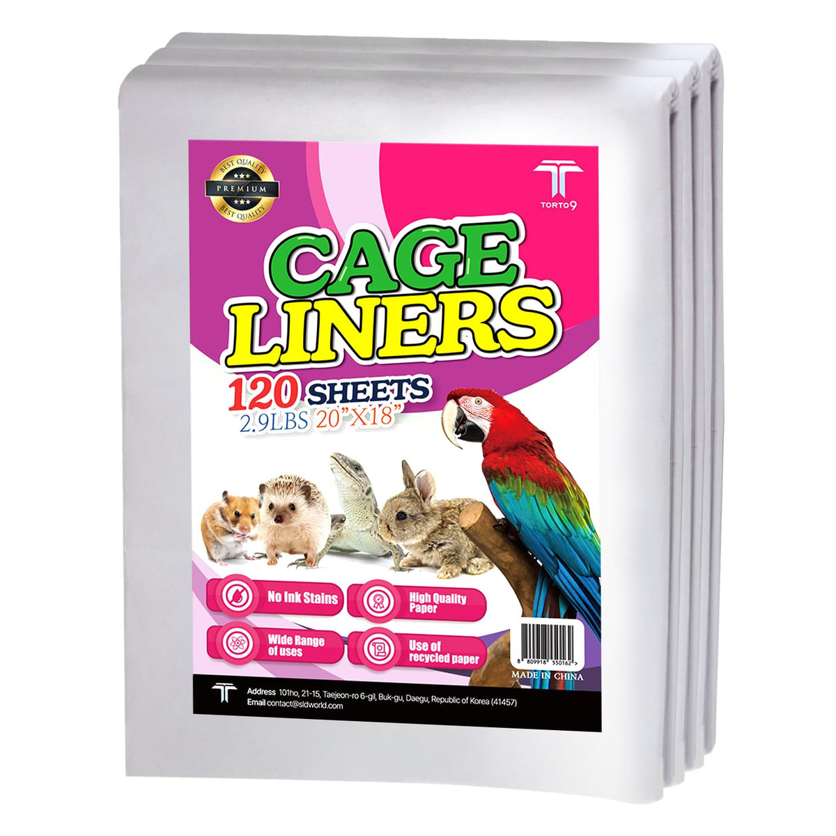 TORTO9 Cage Liner Sheets for Birds – 120 Pack, 11 x 17 in, 1.5 lb | Acid-Free & Non-Toxic Paper | Safe Pet Bedding, Craft Supply, Packing & Shipping Use
