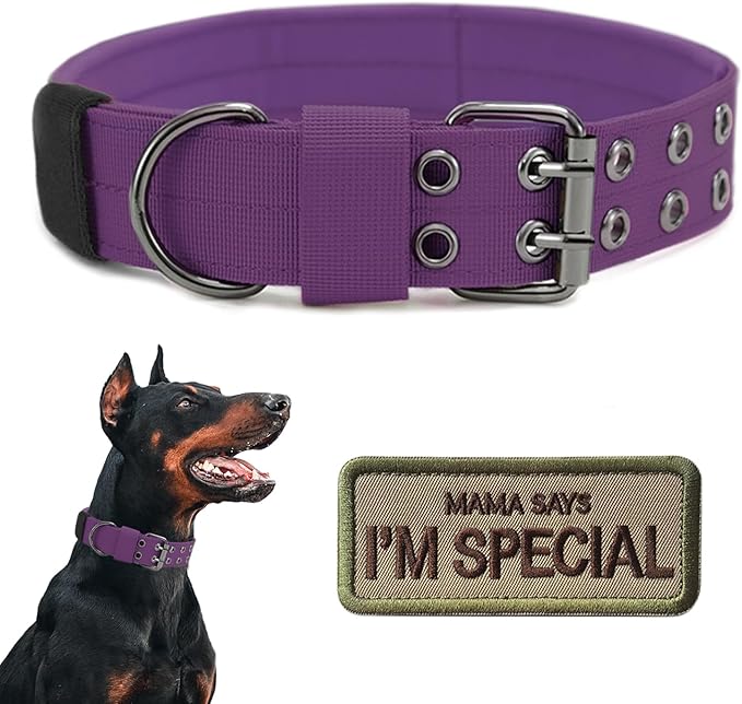 Tactical Dog Collar Heavy Duty Metal Buckle Collars for Medium Large Dogs
