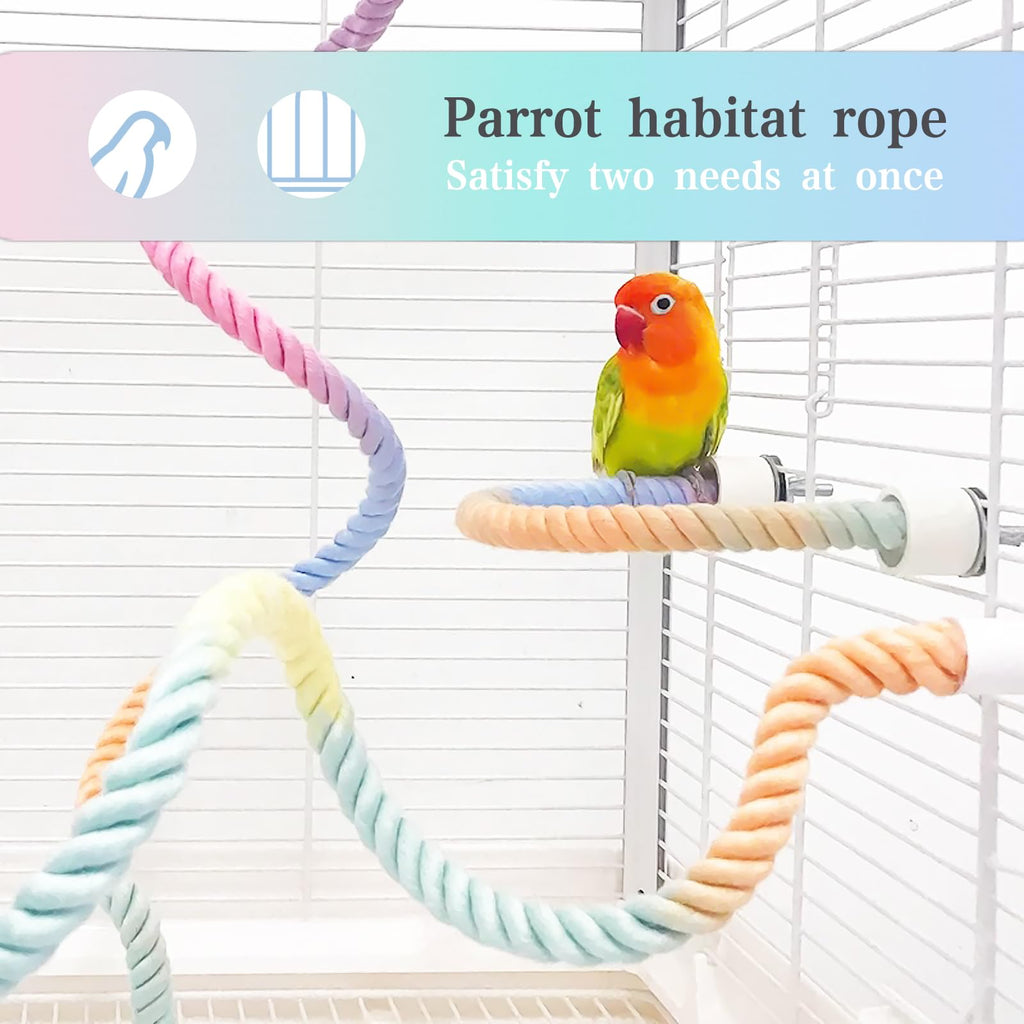 3pcs Gradient Colorful Bird Rope Perch Stand