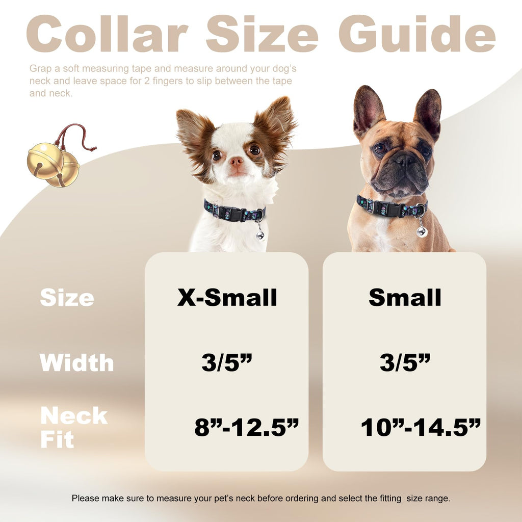 Dog Collar with Bell,Skull XS XXS Tiny Cat Kitten Collars Boys with Buckle