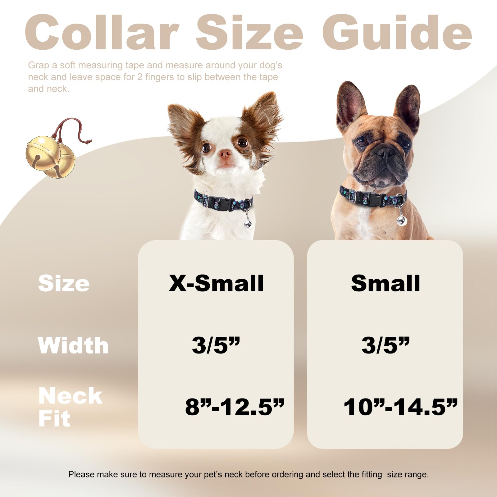 Dog Collar with Bell,Skull XS XXS Tiny Cat Kitten Collars Boys with Buckle