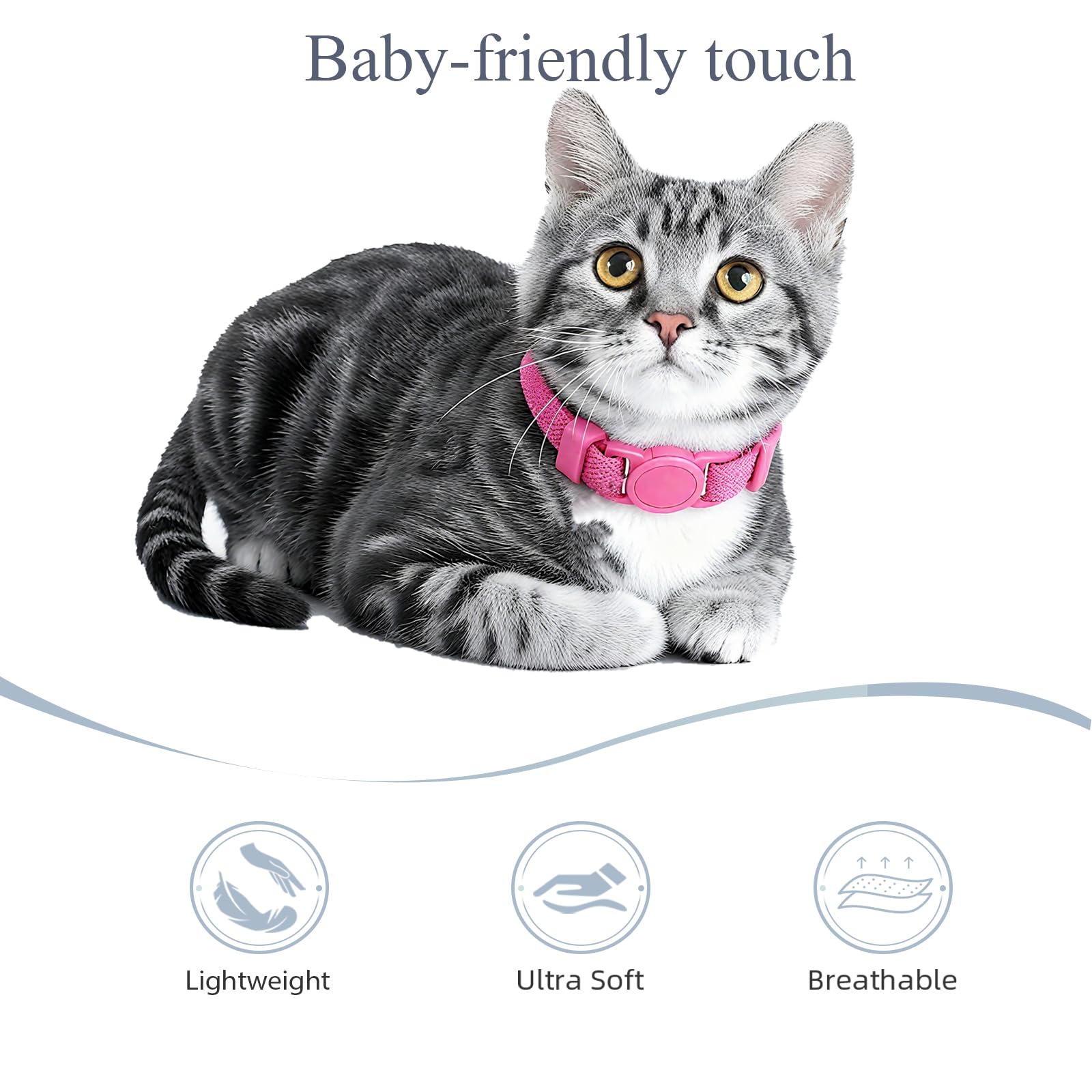Breakaway Cat Collar with Bell, Safety Buckle Kitten Collar, Elastic Strech Quick Release, Adjustable Lightweight Collars for Girl Boy Cats, Pet Supplies, Accessories, Gifts Rose Red