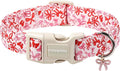 DOGWONG Cute Dog Collar, Pink Bow Pattern Dog Collar, Girl Female Dog Collars with Strong Plastic Buckle for Large Dogs,XL
