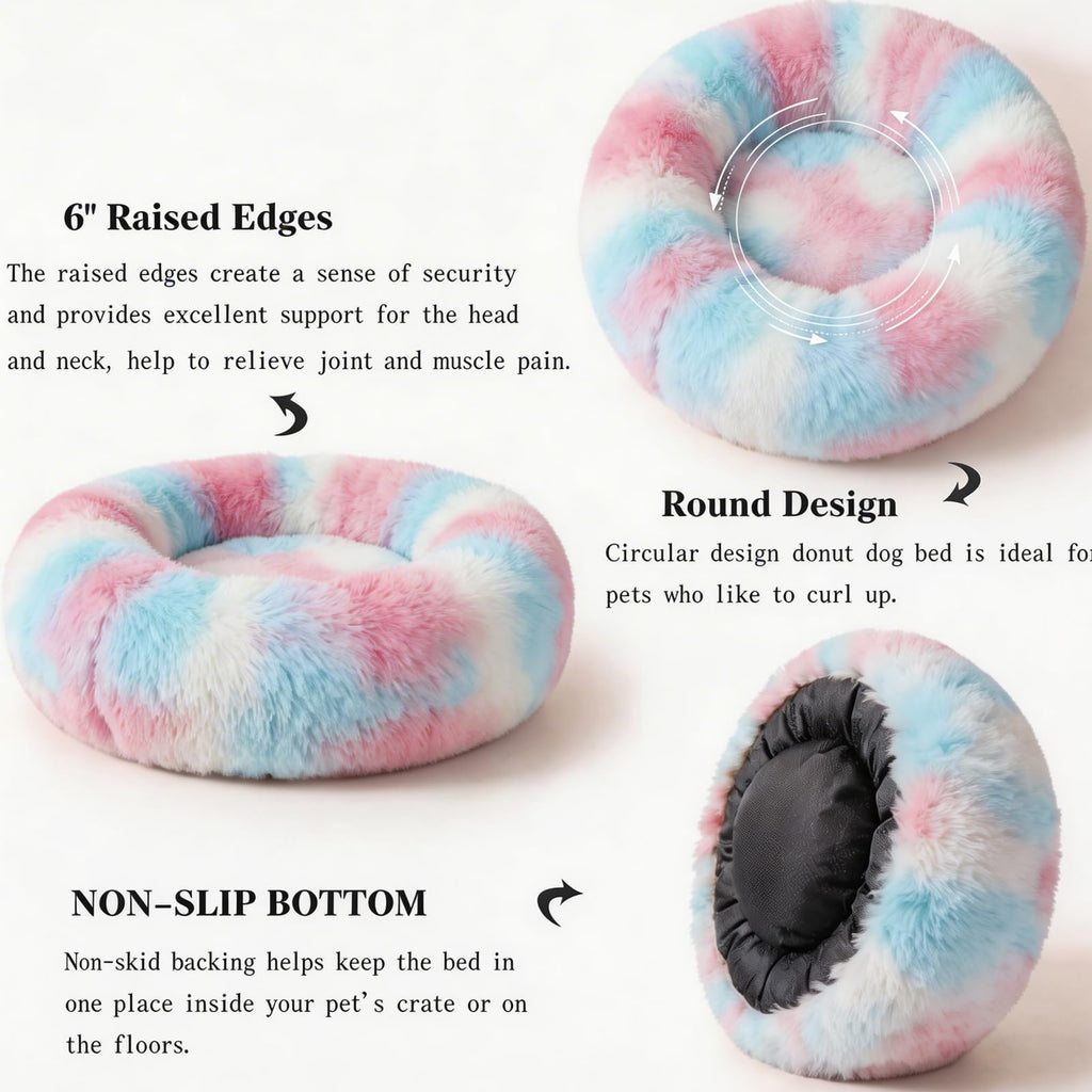 nononfish Cozy Donut Pet Bed,Soft Calming Dog Bed