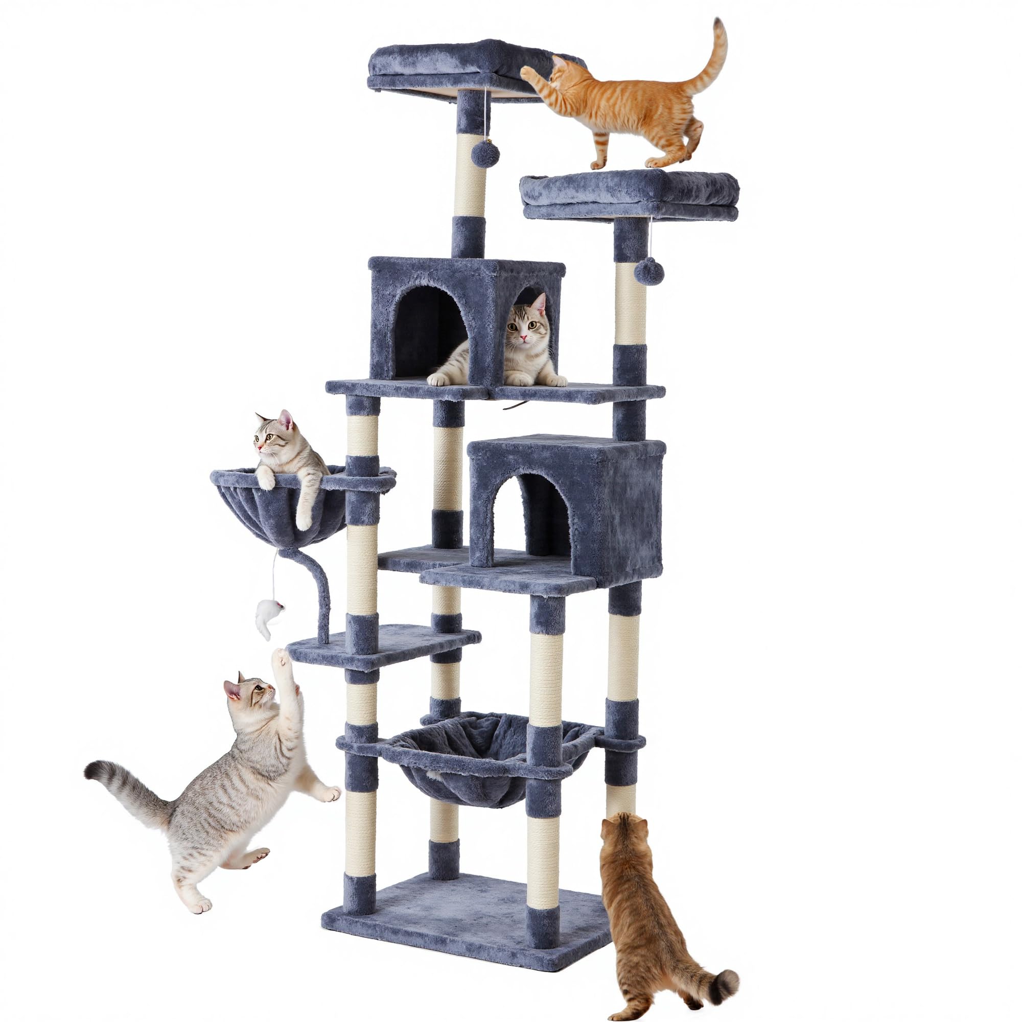 Aidoly 71 Inch Large Cat Tree Tower with Sisal Scratching Post