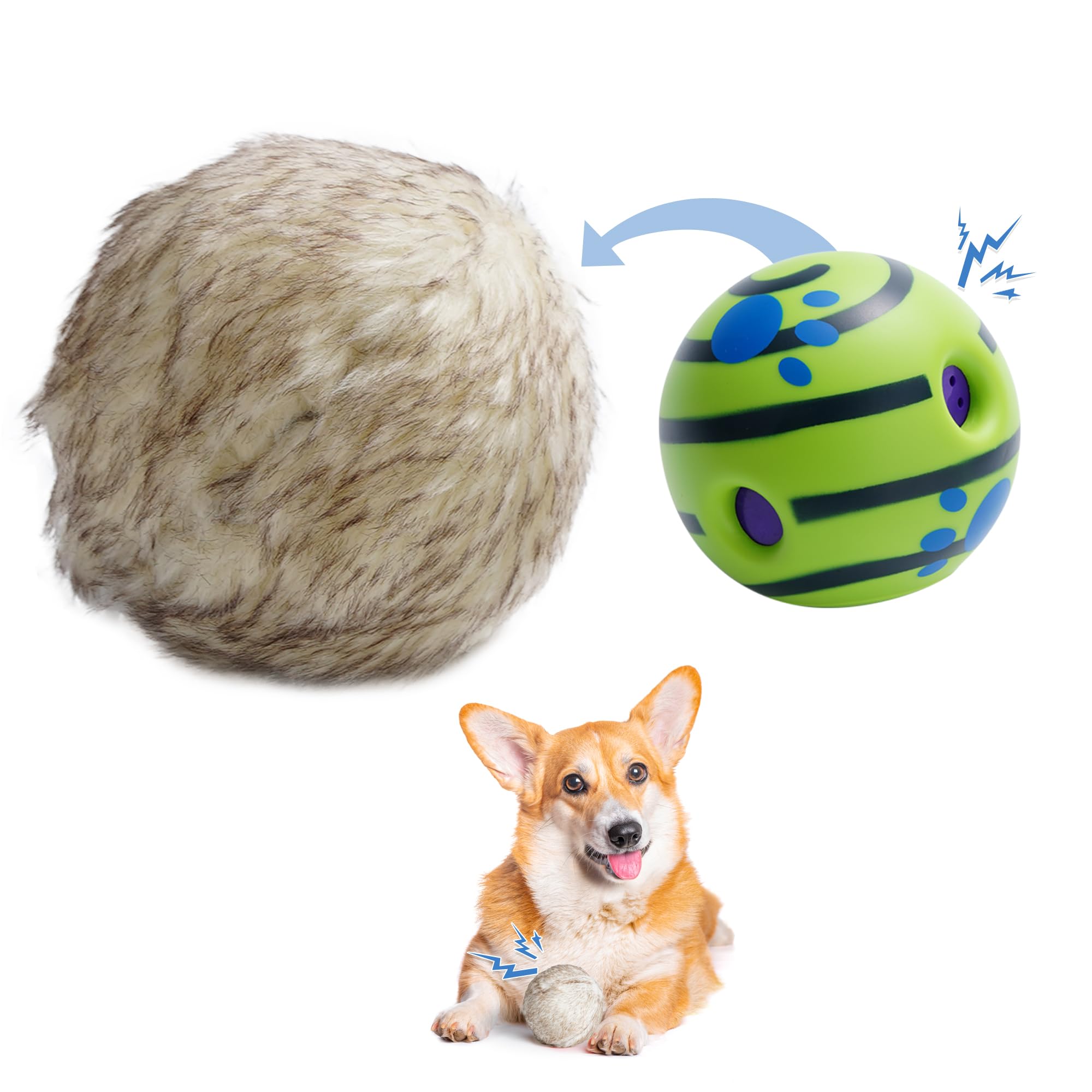 Nocciola Wobble Giggle Ball for Dogs, Interactive Dog Toys for Boredom, Squeaky Ball Dog Toys to Keep Them Busy, Pet Toys for Small Medium Large Dogs, Fun Giggle Sounds When Rolled or Shaken (S)
