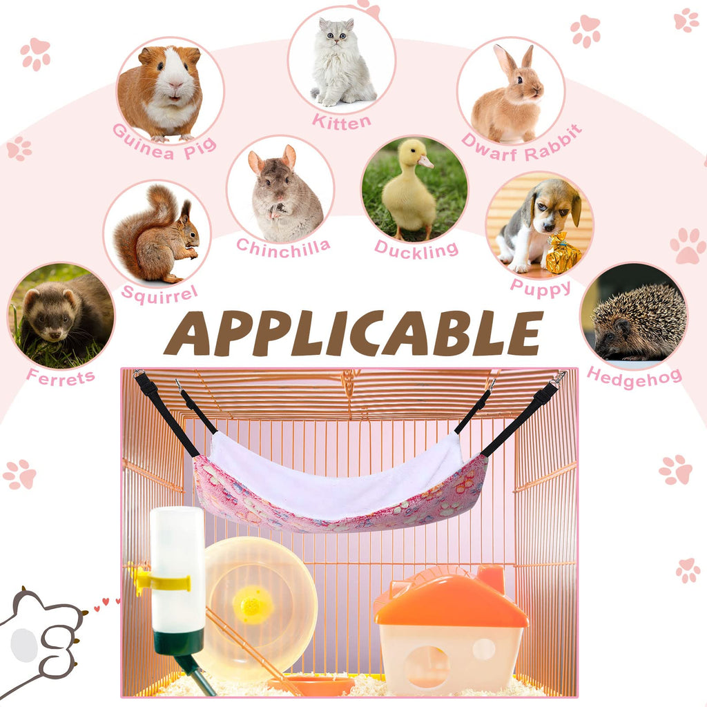 Geelin 4 Pcs Cat Hammock for Cage Soft Hanging Pet Hammock Bed with Adjustable Straps and Metal Hooks Double Sided Bed for Large & Small Cats Ferret Rat Sugar Glider(Paw,16 x 20 Inch)