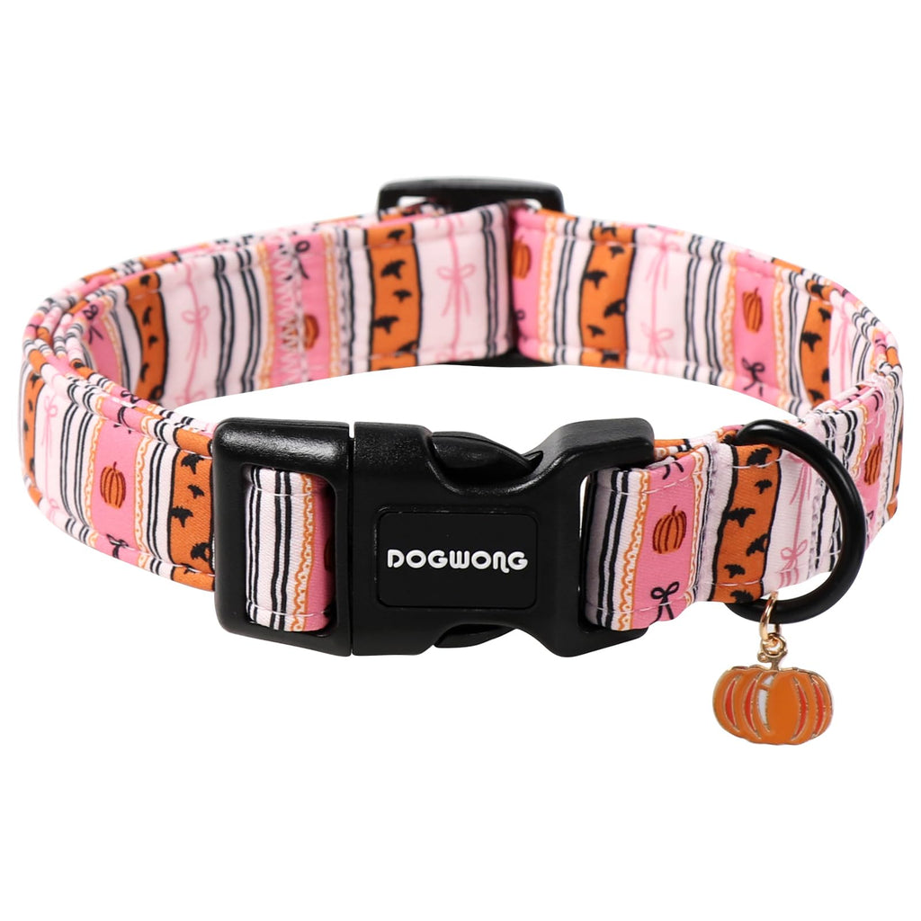 DOGWONG Fall Pumpkin Dog Collar- Cute Daisy Pumpkin Dog Collars Adjustable Orange Halloween Thanksgiving Dog Collar for Small Medium Large Dogs M — XS — L — M