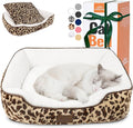 Zerbuger Rectangle Cat Dog Bed for Large Medium Small Pets Indoor Outdoor Machine Washable Sleeping Sofa Non-Slip Bottom Soft Puppy Bed Durable Orthopedic Calming Pet Cuddler (Medium, Leopard)