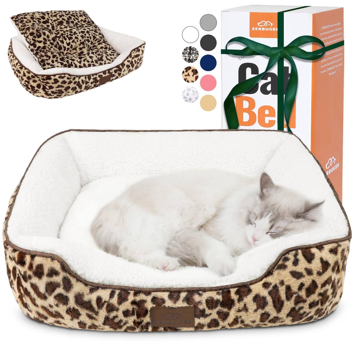 Zerbuger 25in Pink Pattern Rectangle Cat Dog Bed Machine Washable Sofa