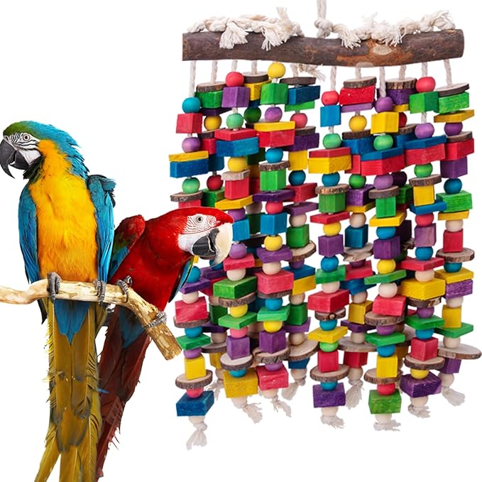 Extra Large Bird Parrot Chewing Toy-Natural Wooden Bird Block Tearing Toys