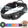 OKVSKO Airtag Dog Collar with Waterproof Air Tag Holder, Luminous Reflective, Soft Padded, Adjustable Nylon Pet Collar for Small Medium Large Heavy Duty Dogs,Black, M