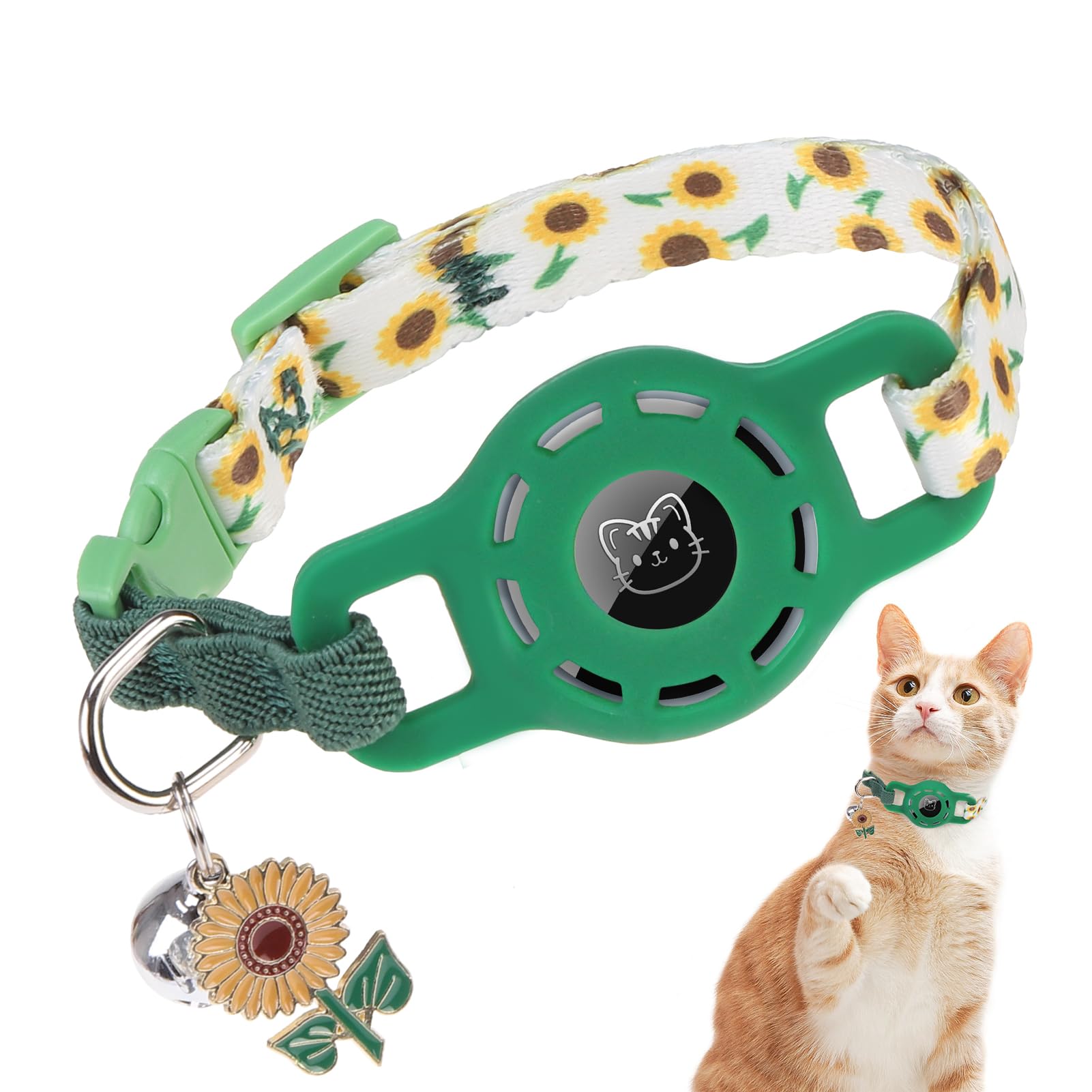 BINGPET AirTag Cat Collar Breakaway, Collar with Airtag Holder and Bell