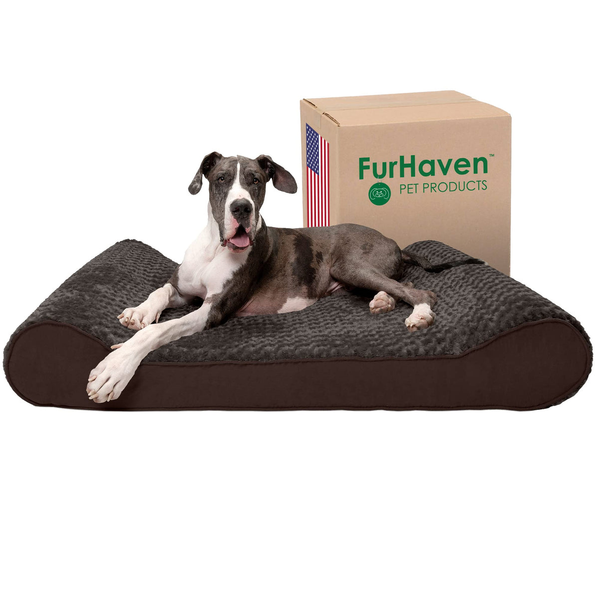 Furhaven Orthopedic Dog Bed for Large Dogs w/ Removable Washable Cover, For Dogs Up to 150 lbs - Ultra Plush Faux Fur & Suede Luxe Lounger Contour Mattress - Gray, Jumbo Plus/XXL