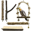 5Pcs Natural Wooden Bird Perch Set – Parrot Perch Toys, Bird Cage Perches, Cage Accessories for Budgies, Cockatiels, Lovebirds, Finches, and Other Small to Medium Birds