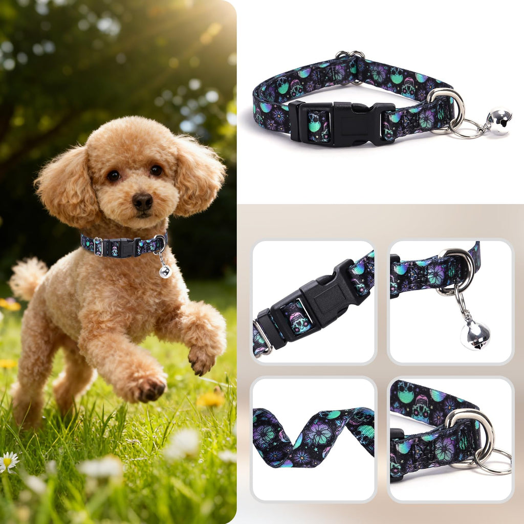 Dog Collar with Bell,Skull XS XXS Tiny Cat Kitten Collars Boys with Buckle