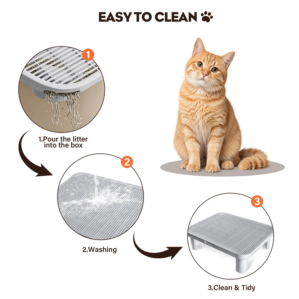 Cat Step Ramp Adjustable Litter Box Step with Filter Function, Black