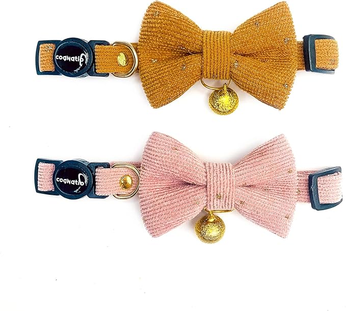 Cognatio Safety Quick Release Cat Collars, Soft Kitten Collars with Detachable Bow Tie and Bell, Adjustable 20-30 cm