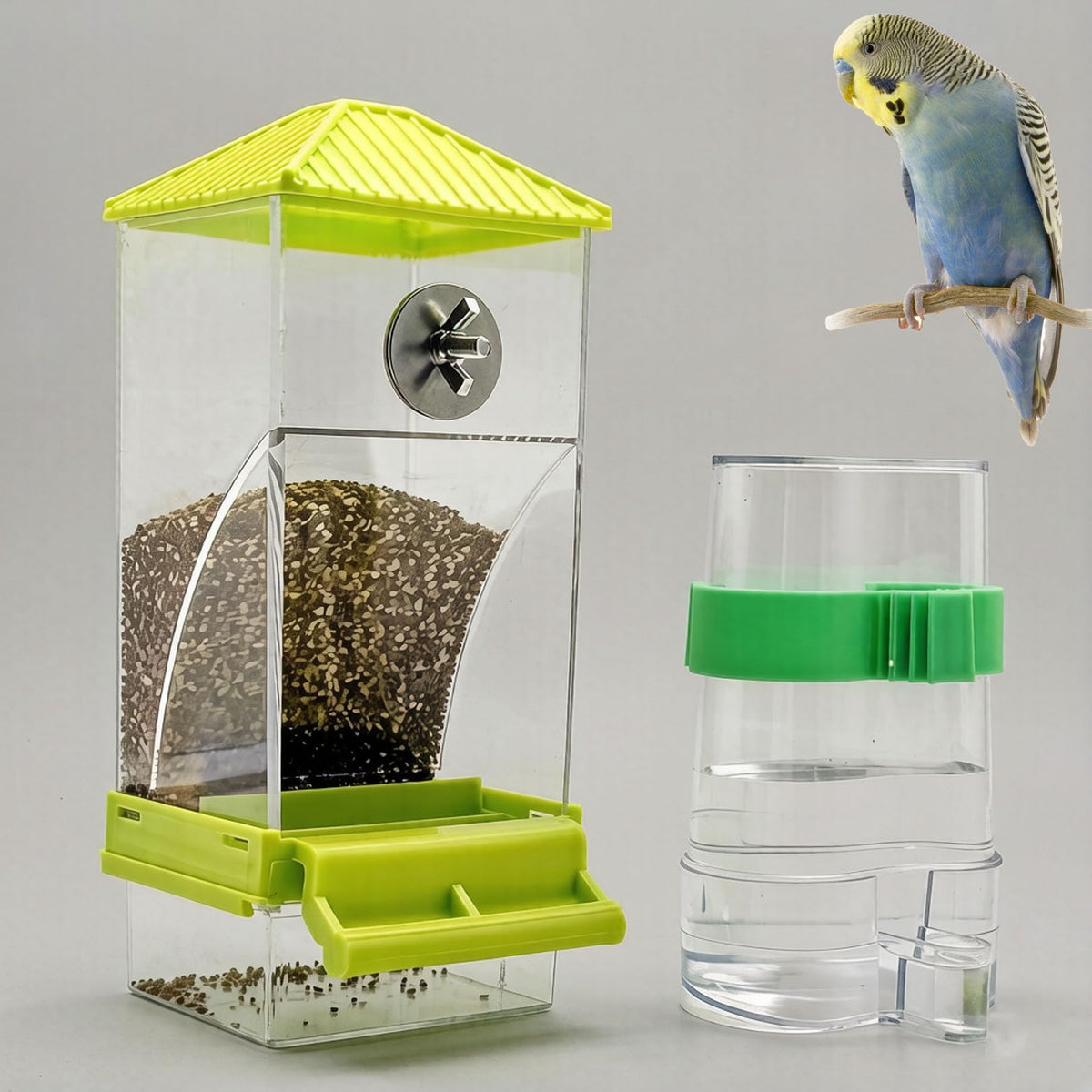 No Mess Bird Feeder for Cage Automatic No-Spill Transparent
