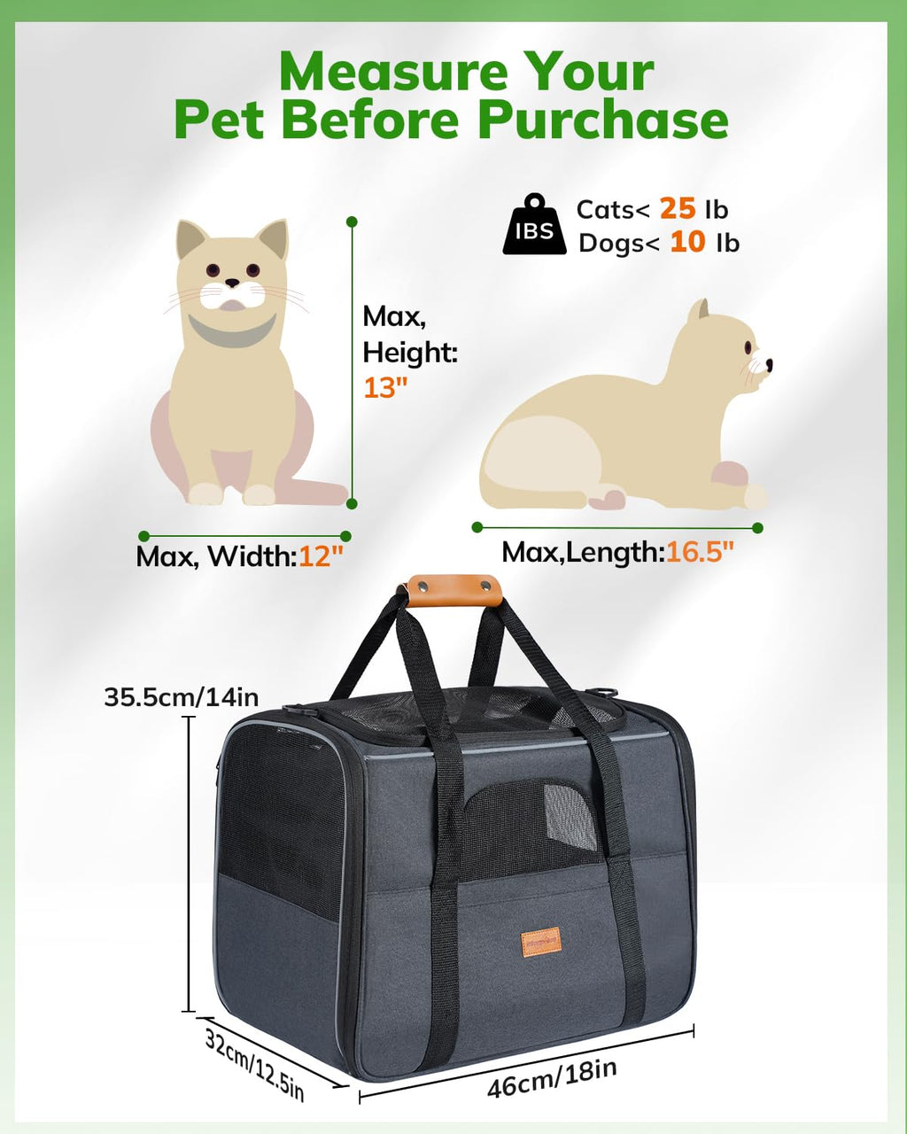 Morpilot Pet Carrier for Large Cats, Puppies & Small Dogs Up to 25lbs