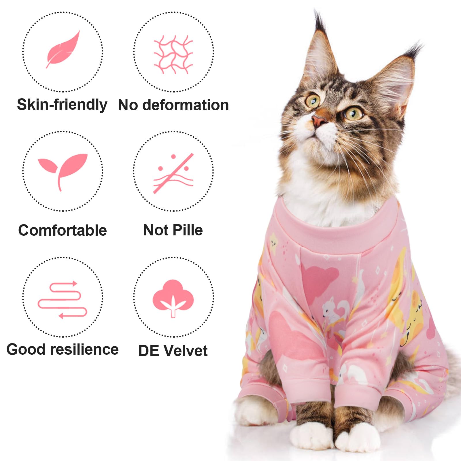 QBLEEV Cat Onesie After Surgery, Sticky Hair Cat Clothes for Cats Only