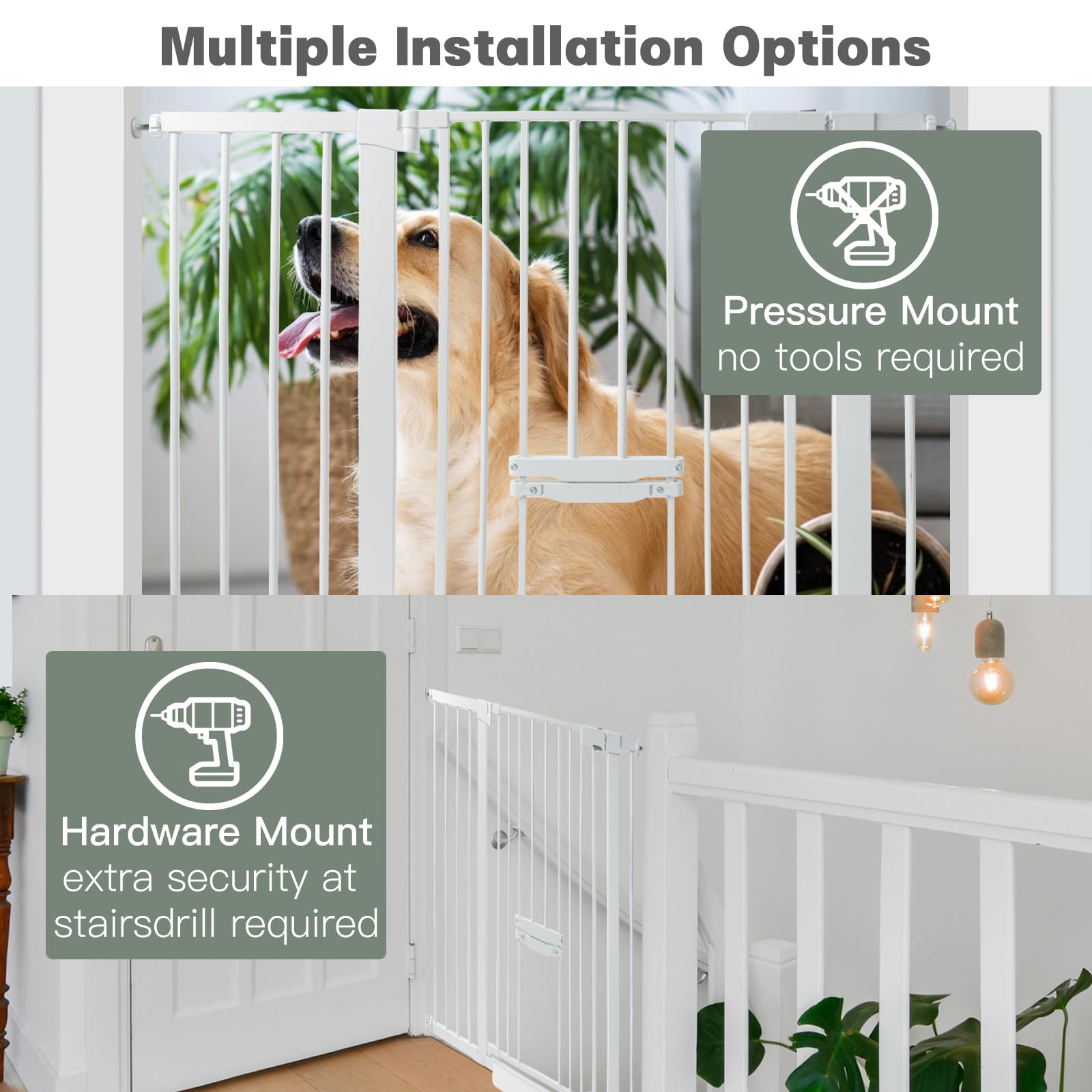 SHYUJAJIE 37 Inch Tall Baby Gate with Small Cat Door